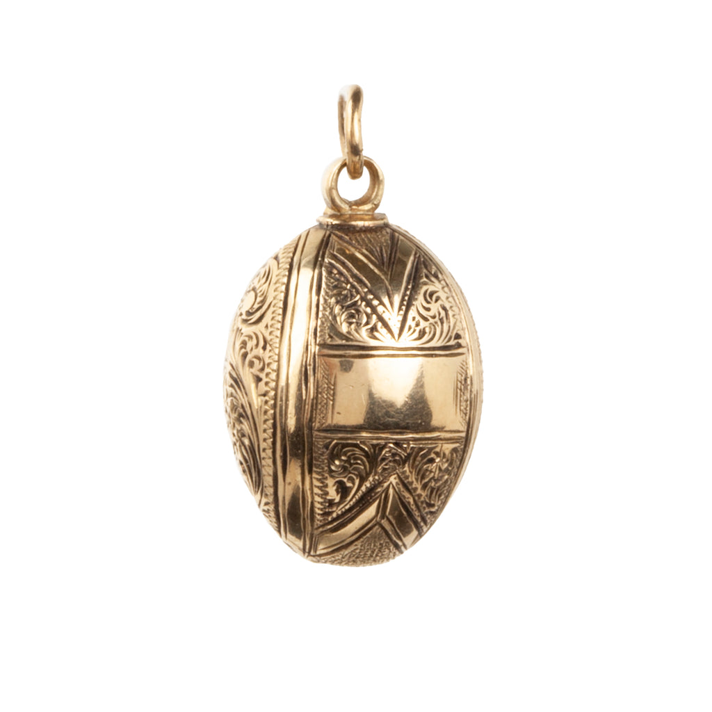 Diminutive Victorian Era Gold Egg Locket Charm