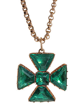 Georgian Emerald Paste Maltese Cross