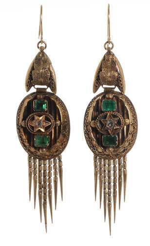 Emerald and Diamond Fringe Earrings