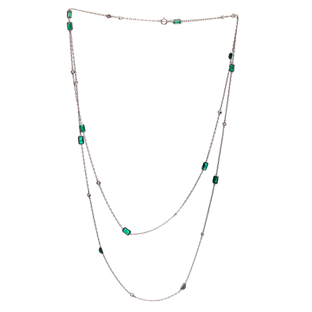 Mid Century Emerald and Diamond Chain