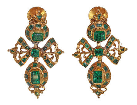 18th Century Spanish Gold and Emerald Earrings