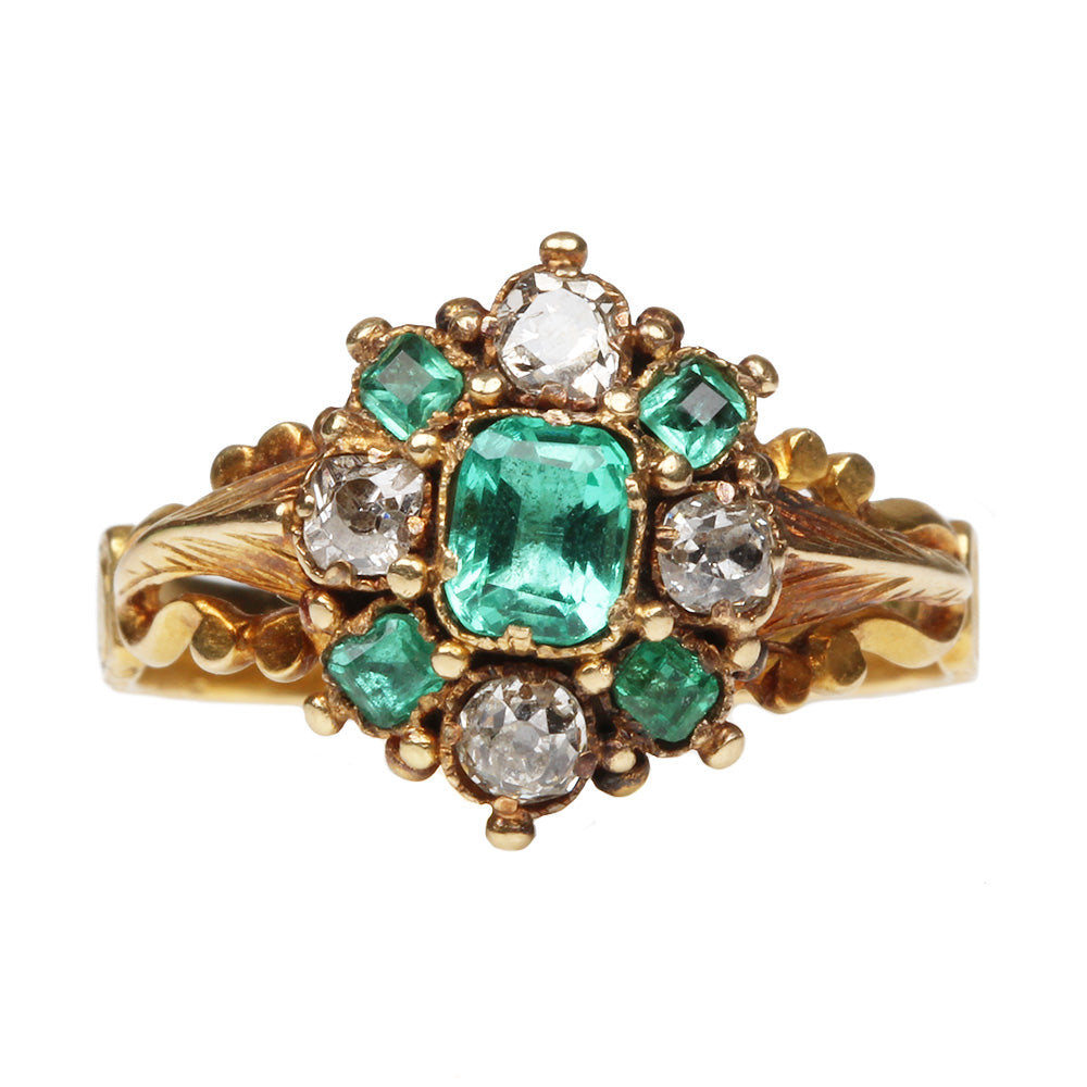 Georgian Era  Emerald and Diamond Ring