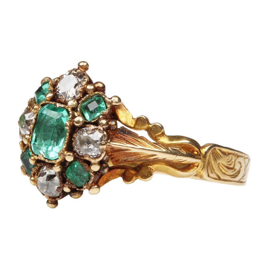 Georgian Era  Emerald and Diamond Ring
