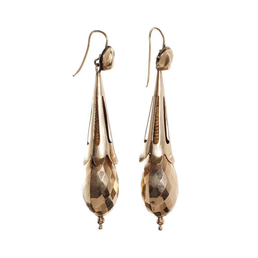 Victorian Gilded Faceted Drop Earrings