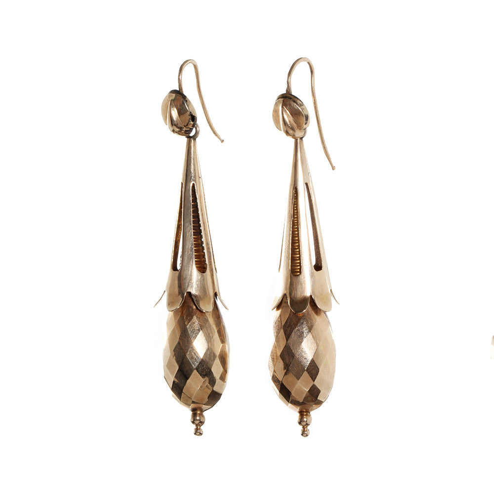 Victorian Gilded Faceted Drop Earrings