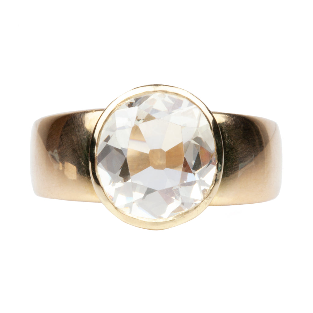 Bezel Set Old Mine Cut Diamond Ring in Gold