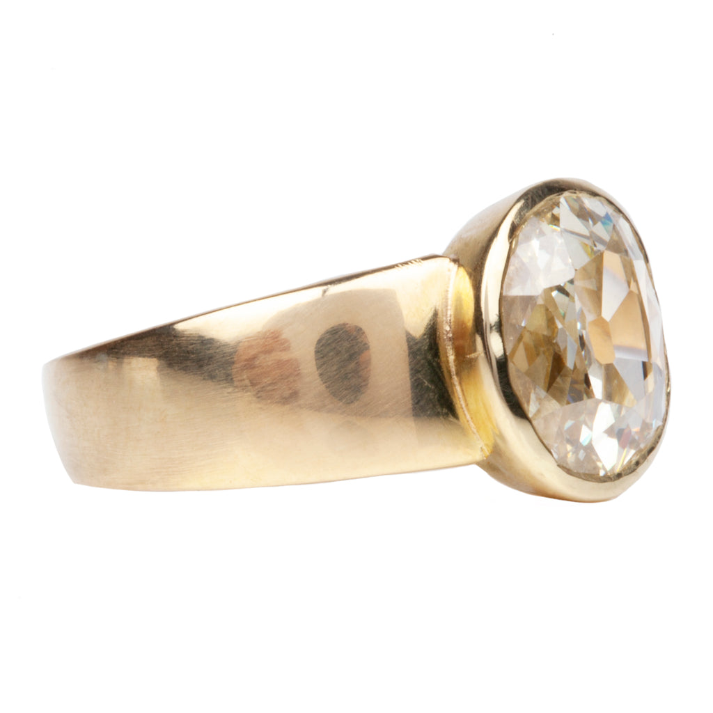 Bezel Set Old Mine Cut Diamond Ring in Gold