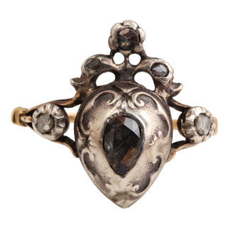 19th Century Flemish Diamond Heart Ring