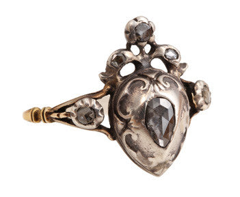19th Century Flemish Diamond Heart Ring