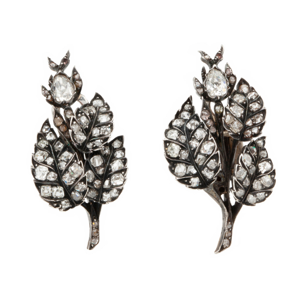 Victorian Era Diamond Floral Earrings
