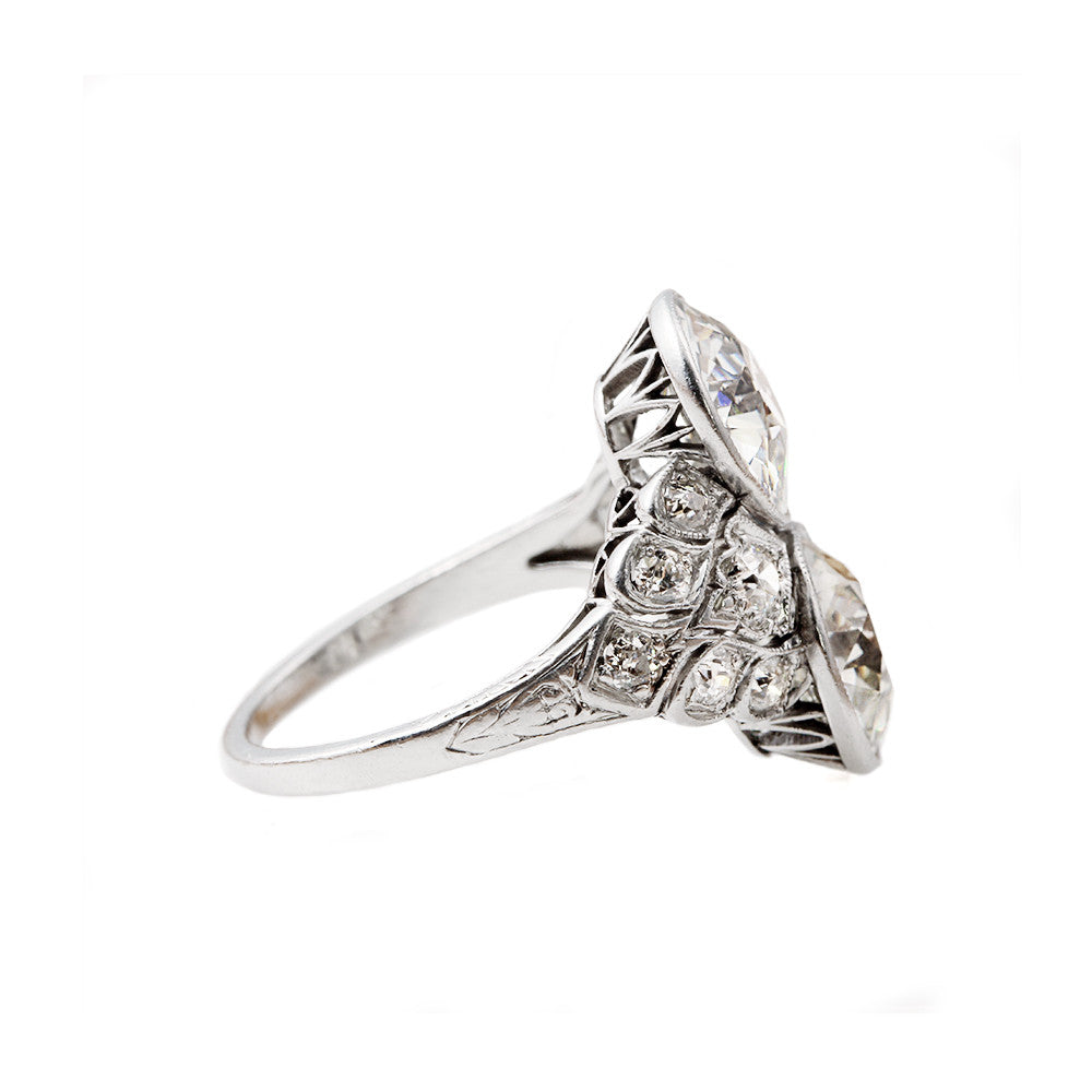Art Deco Platinum Two Stone Diamond Ring