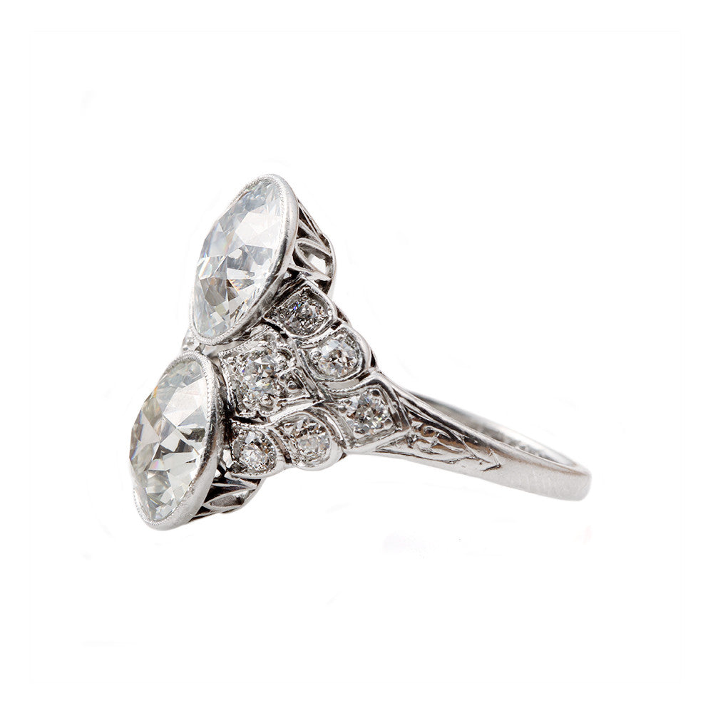 Art Deco Platinum Two Stone Diamond Ring
