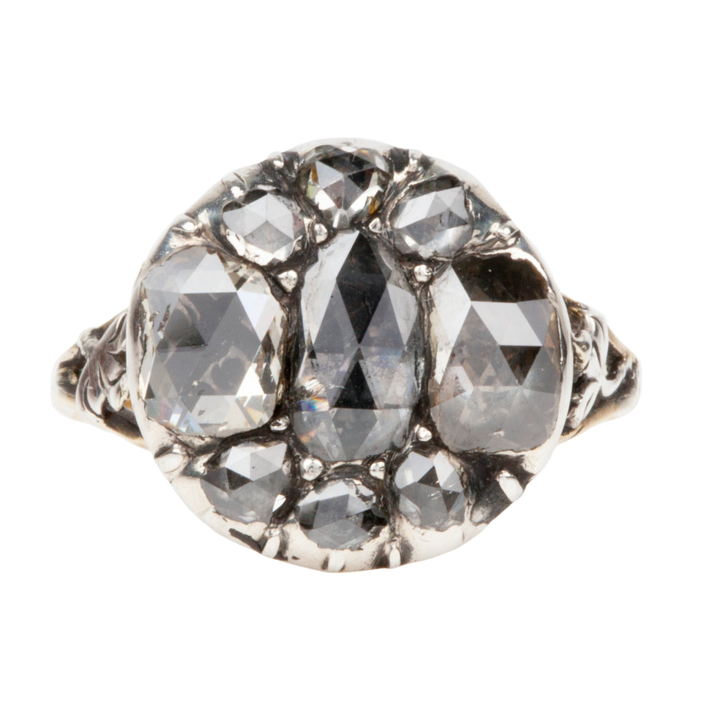 Georgian Era Rose Cut Diamond Cluster Ring
