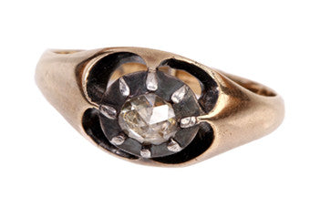Rose Cut Diamond Ring in Sterling & Gold