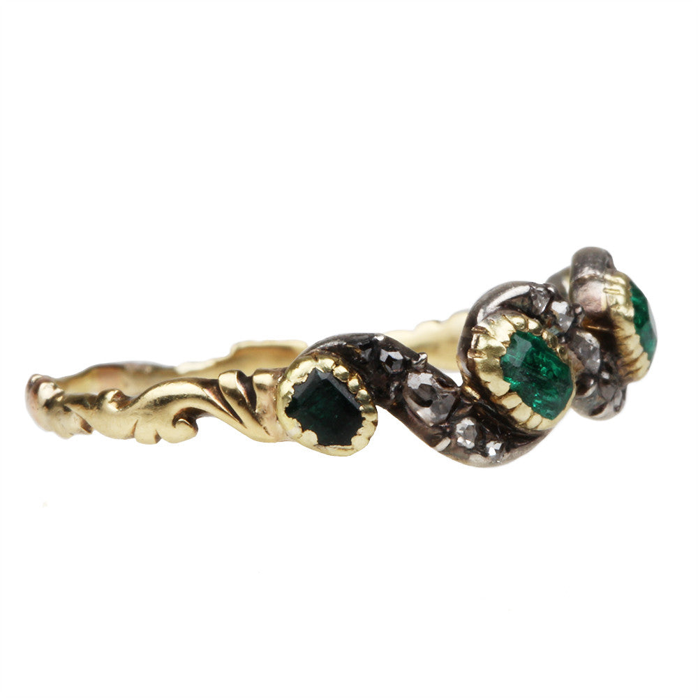 Georgian Era Emerald and Diamond Ring