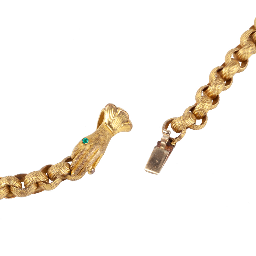 Victorian Era Pinchbeck Chain with Hand Clasp