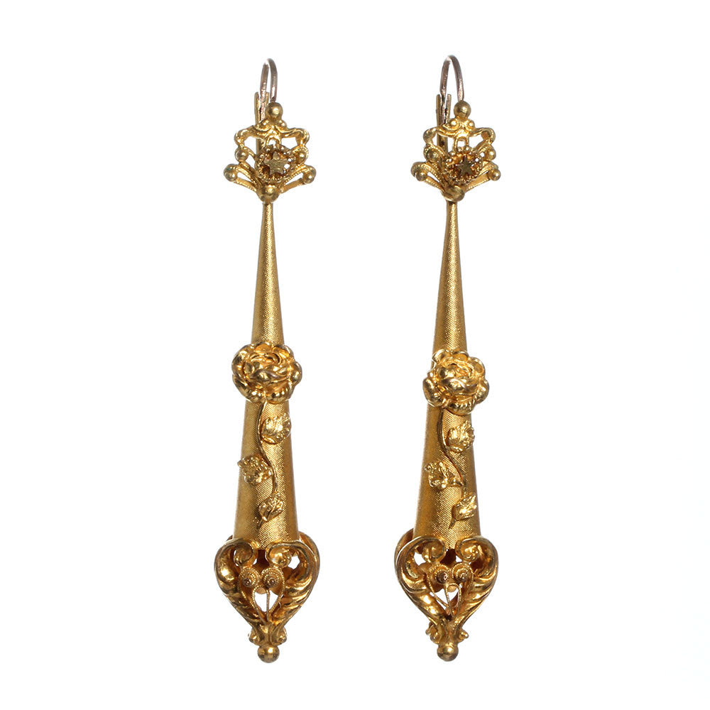 Georgian pinchebck Gold Torpedo Earrings