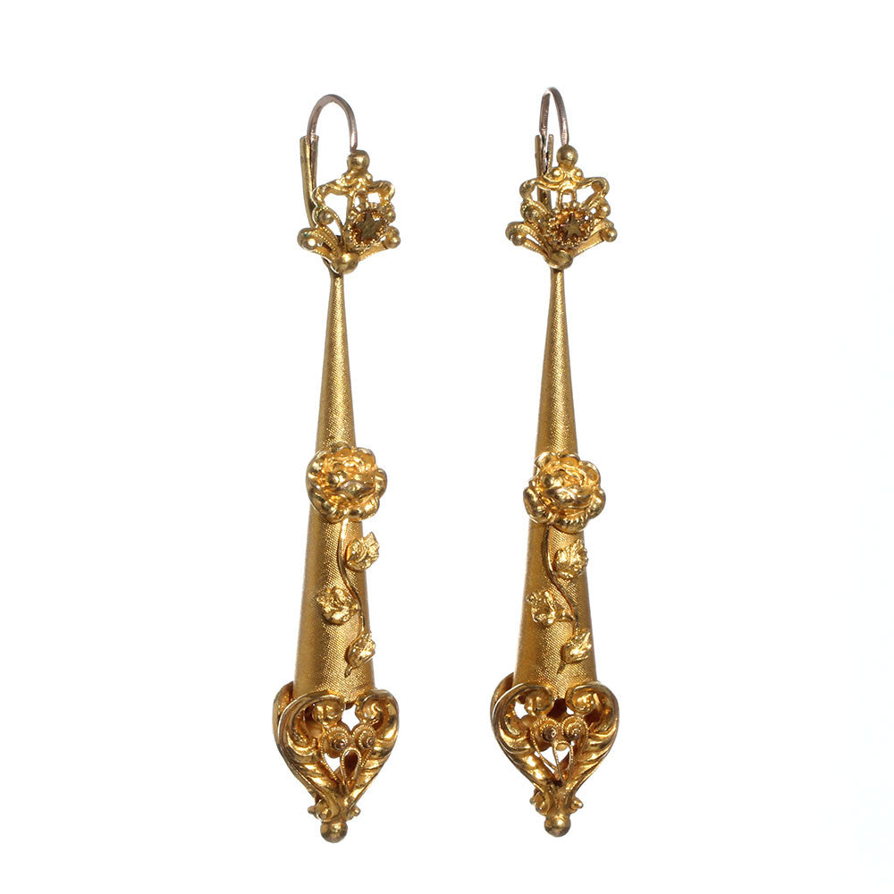 Georgian pinchebck Gold Torpedo Earrings