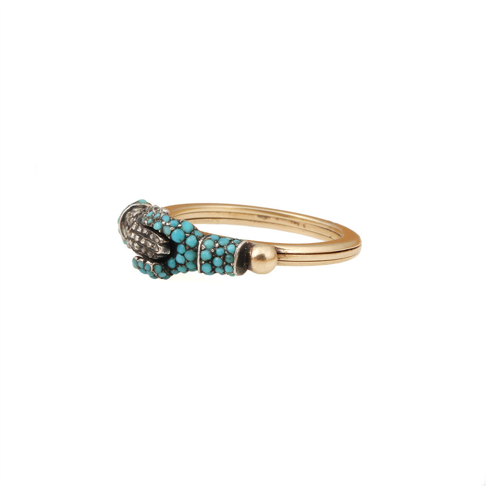 Georgian Diamond & Turquoise Gimmel Ring