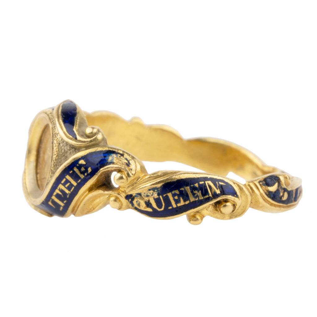 Victorian Era God Save The Queen Enamel Ring