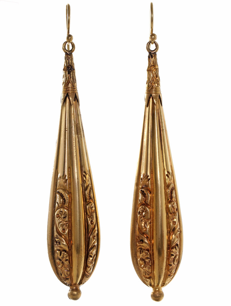 Early Victorian Gold Pinchbeck Torpedo Earrings