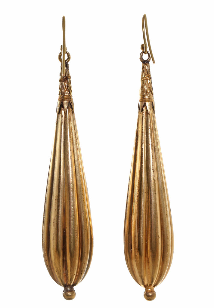 Early Victorian Gold Pinchbeck Torpedo Earrings