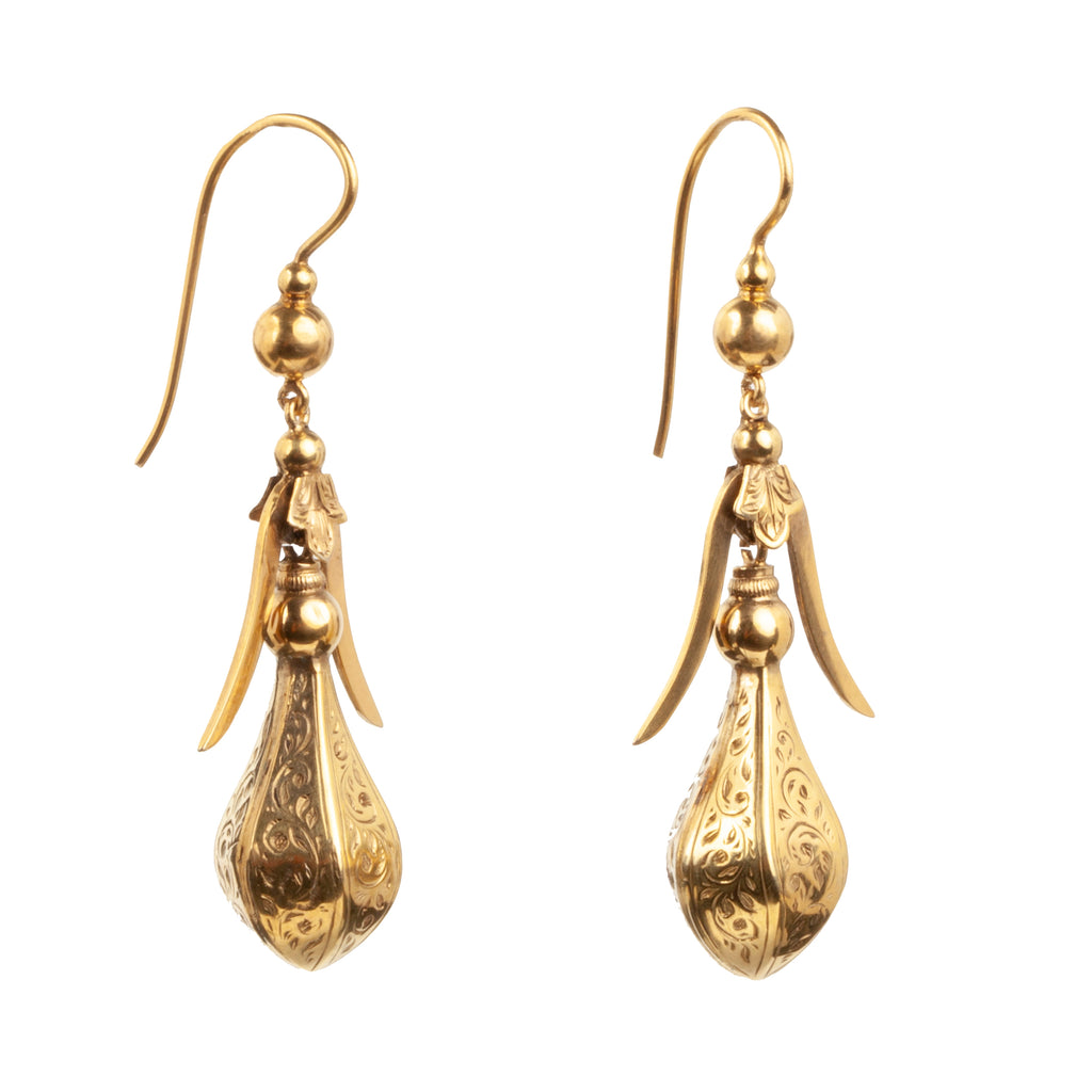 Victorian Era Gold Teardrop Earrings