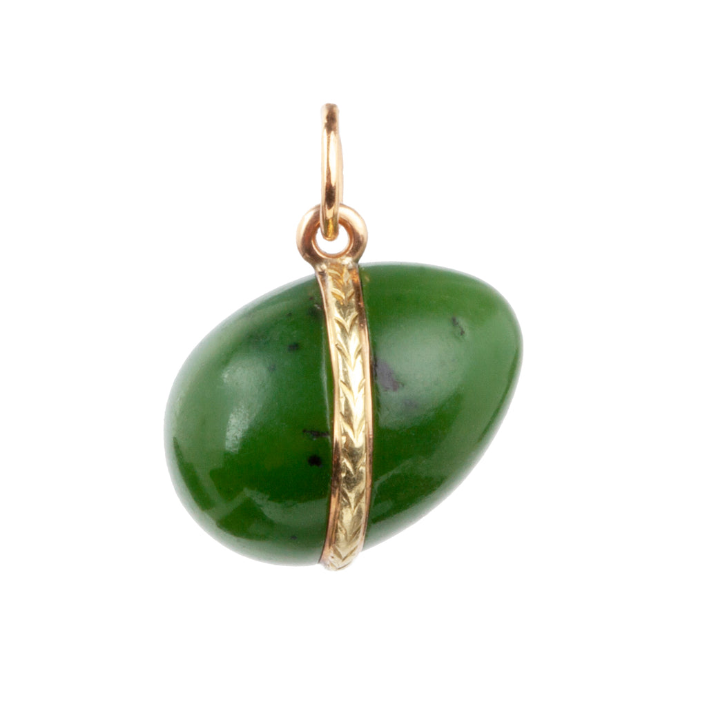 Turn of the Century Miniature Nephrite Jade Egg Pendant