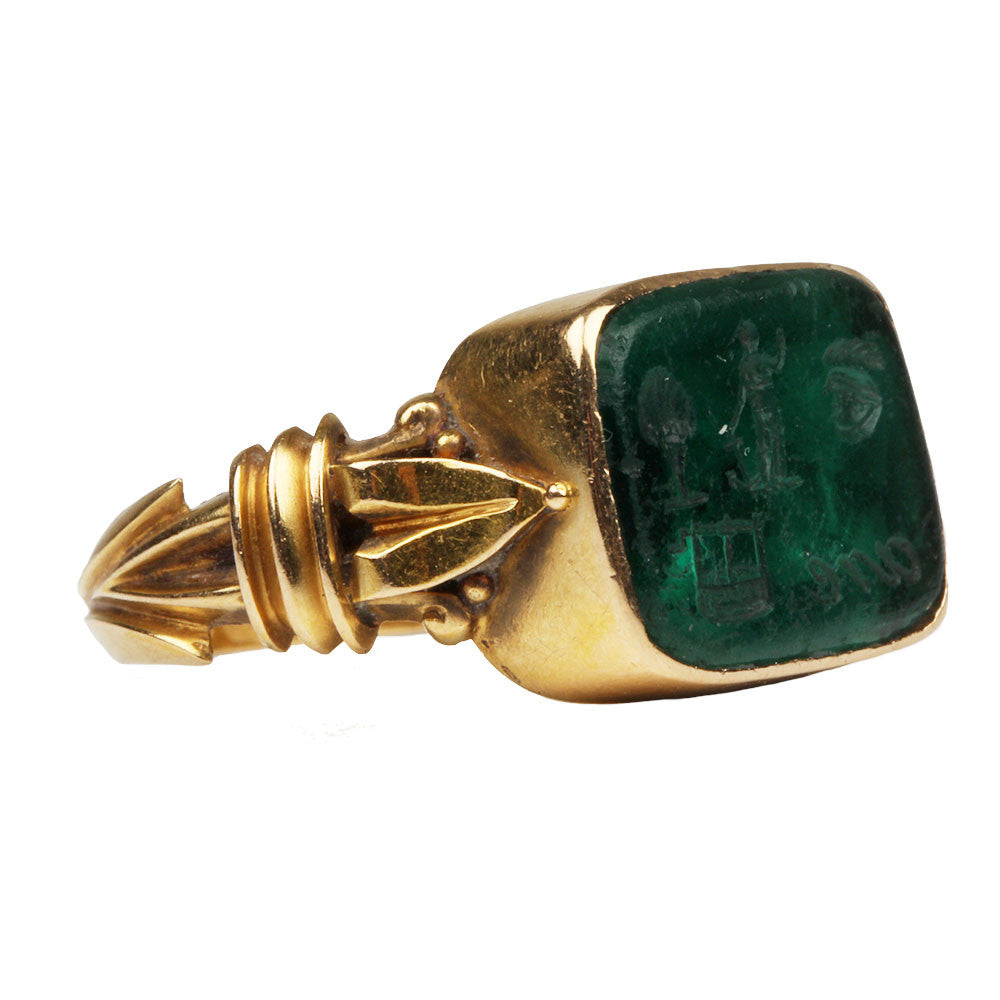 Victorian Era Green Tassie Ring