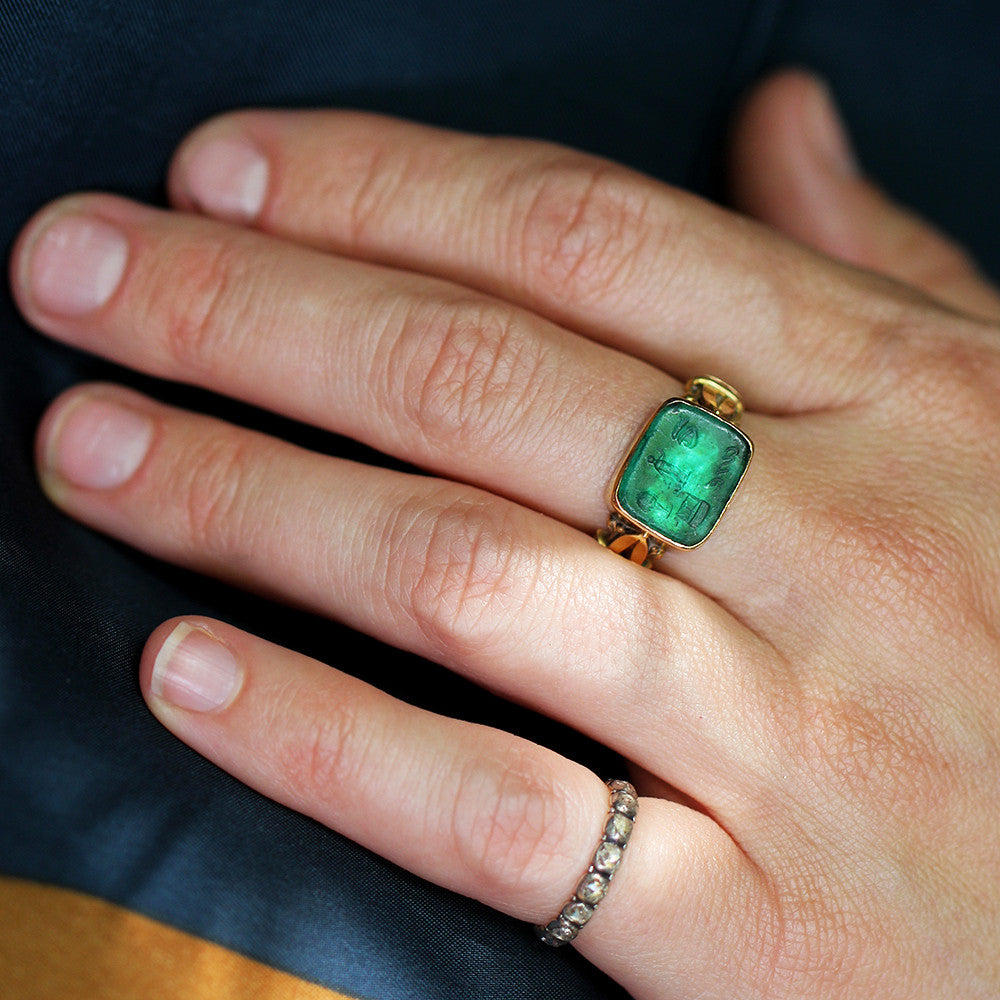 Victorian Era Green Tassie Ring