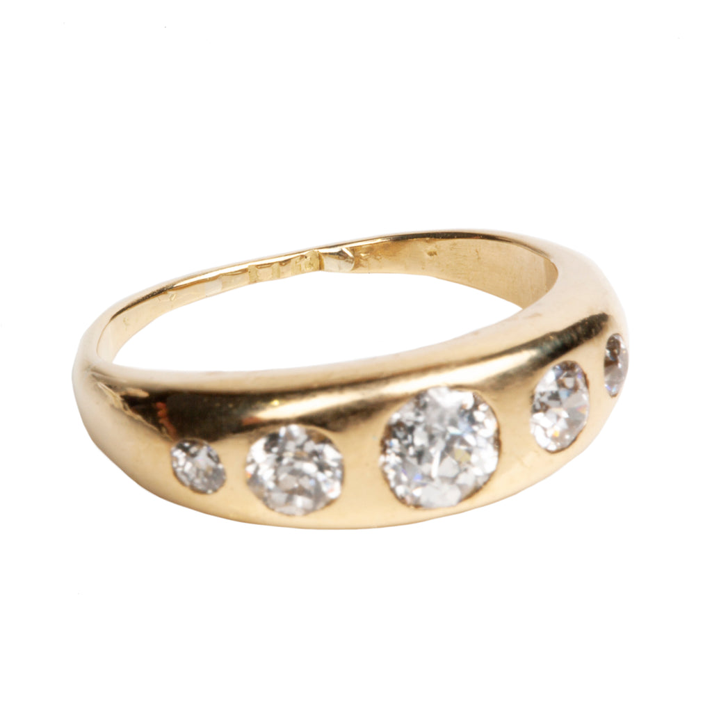 Turn of the Century Five Stone Gypsy Set Diamond Ring