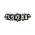 Georgian Old Mine Cut Diamond Half Hoop Band in Silver on Gold, Circa 1830. 9 stones with smaller old mine cuts surrounding the larger stones. Circa 1830, English in Origin. Front view. 
