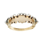 Georgian Old Mine Cut Diamond Half Hoop Band in Silver on Gold, Circa 1830. 9 stones with smaller old mine cuts surrounding the larger stones. Circa 1830, English in Origin. Back side view. 