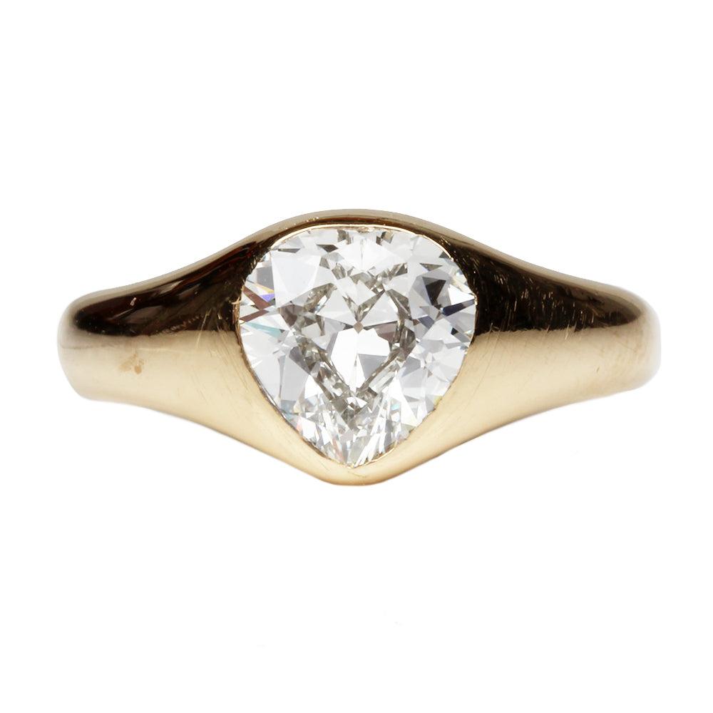 Late 19th Century 1.60 Carat Pear Shaped Diamond Ring