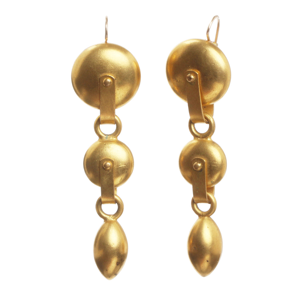 19th Century Gilded Pulley Earrings