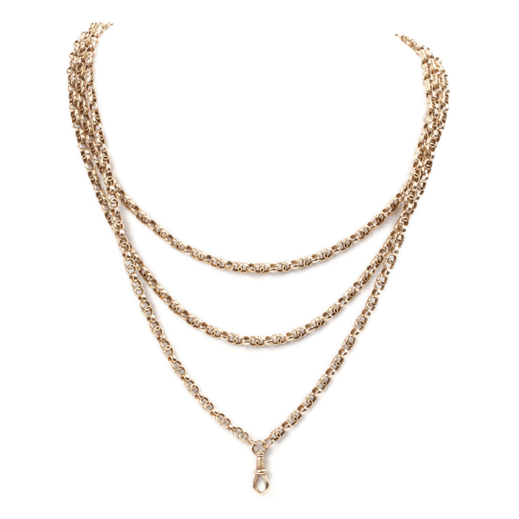 Victorian Era Long Rose Gold Chain with Infinity Links