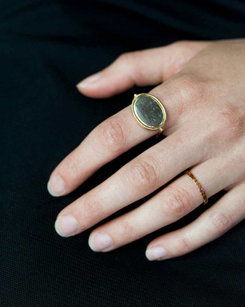Roman Hardstone Intaglio Swivel Ring.