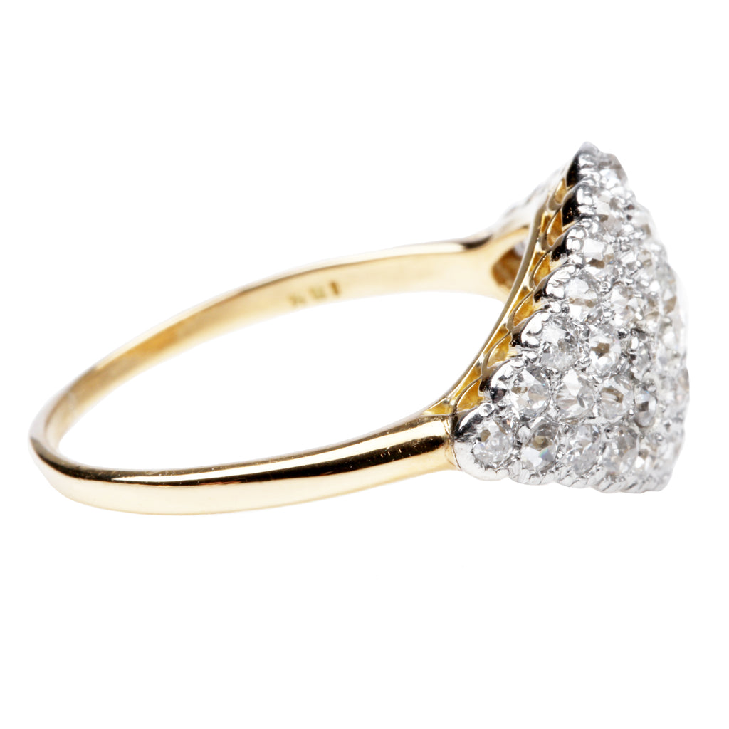 Edwardian Era Platinum and Gold Diamond Cluster Ring