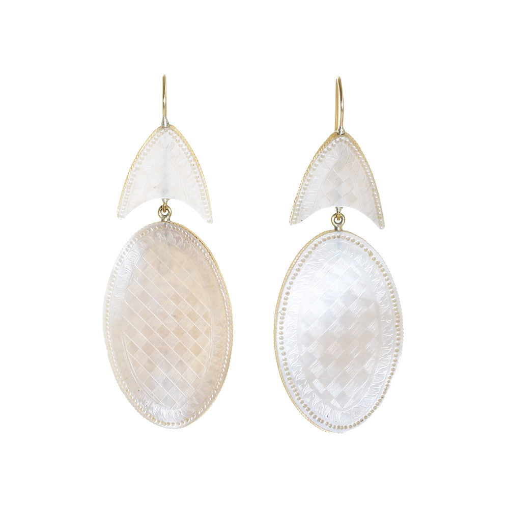 Carved mother of pearl earrings on sale