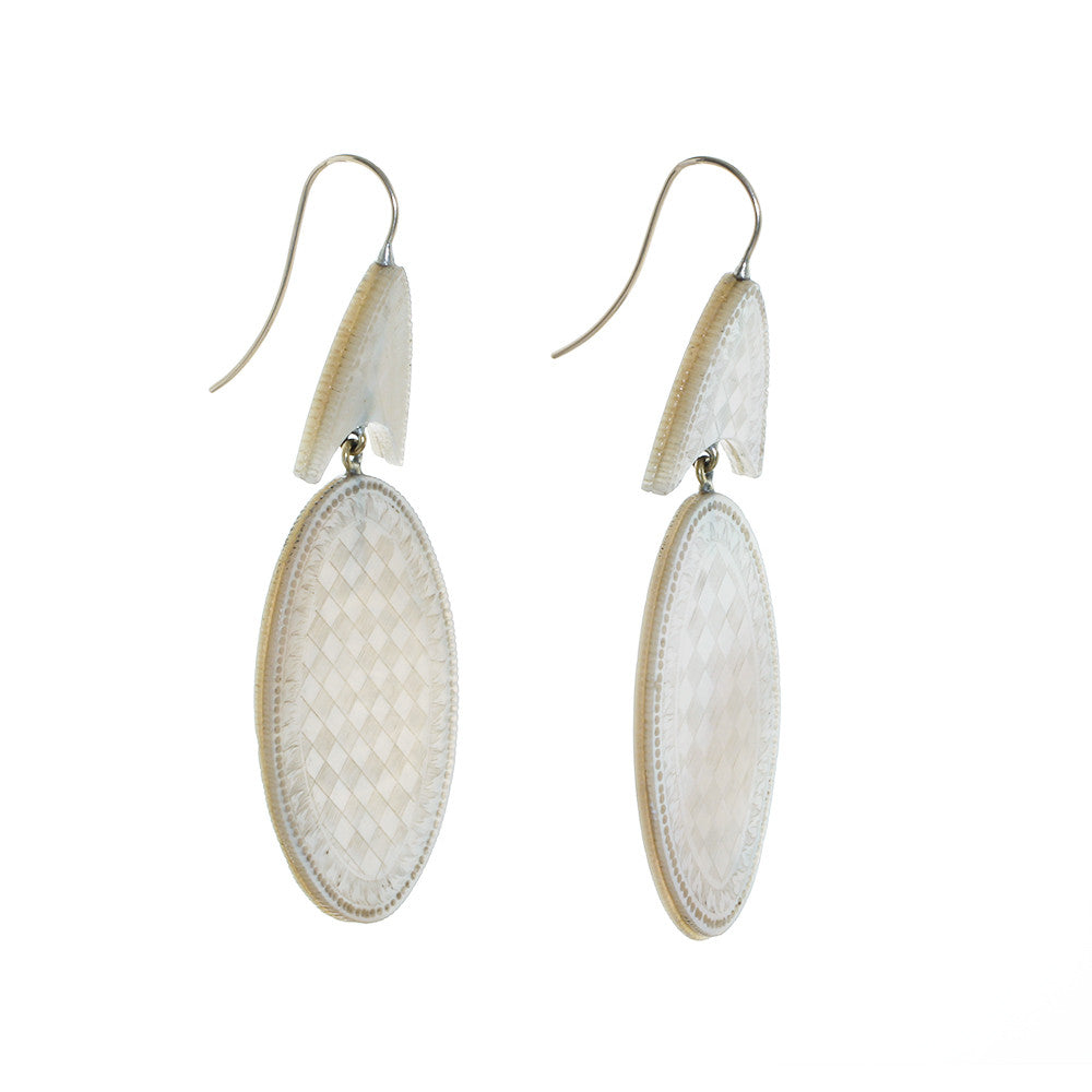 19th Century Carved Mother of Pearl Earrings