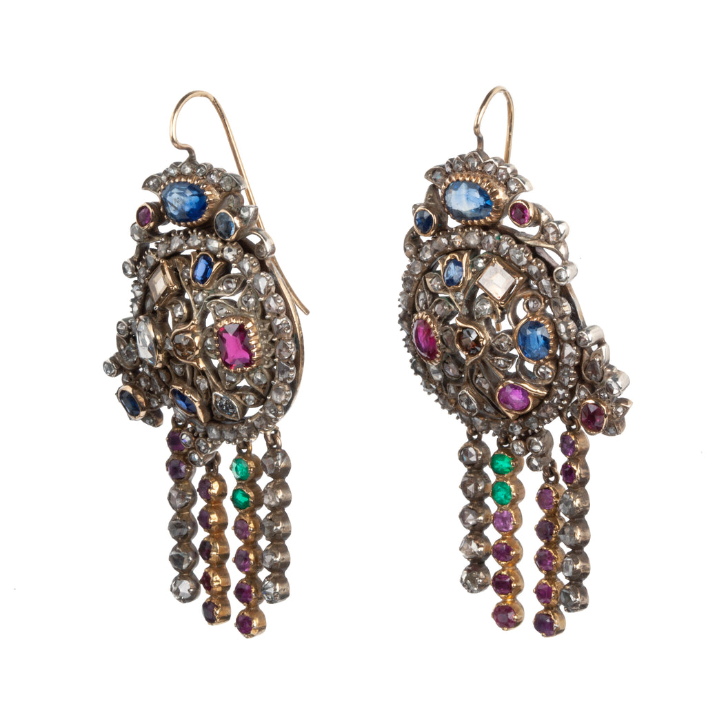 19th Century Multi-Gemstone Earrings