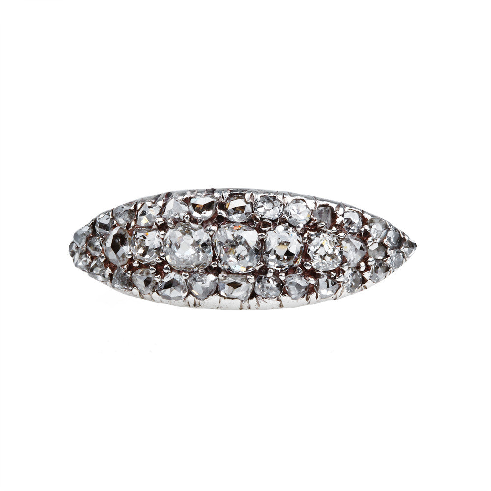 Two Rings: Victorian Era Diamond Navette shaped Ring & Victorian Opal & Diamond Ring