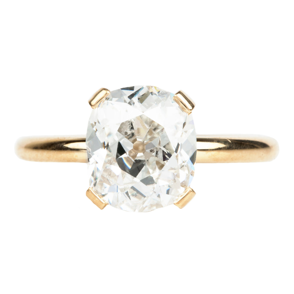 Four Prong Old Mine Cut Diamond Solitaire Ring