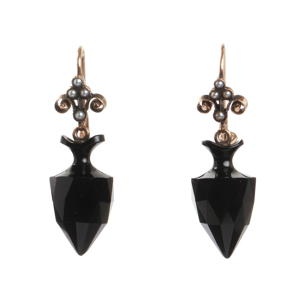 Victorian Onyx Amphora Earrings