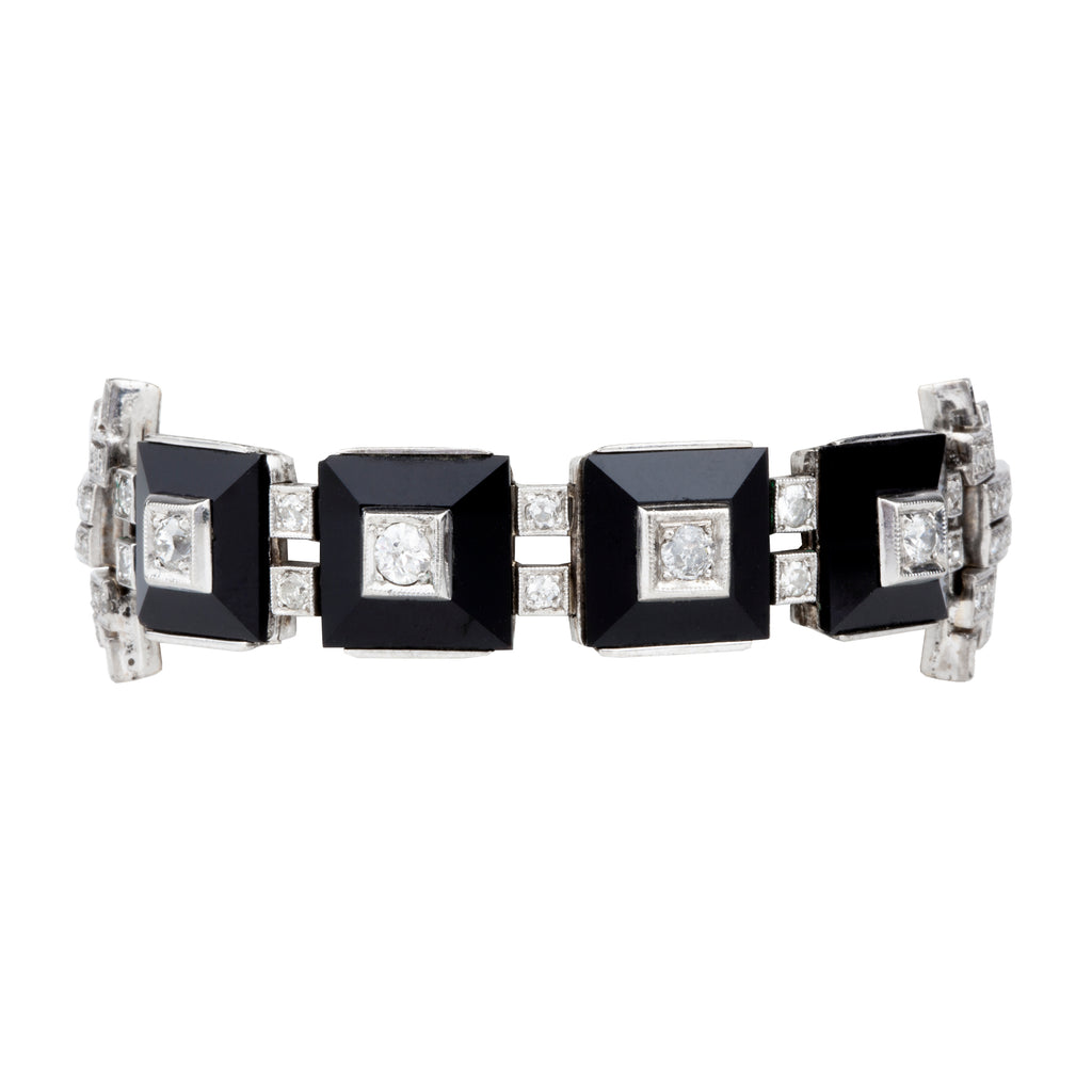 Vintage onyx and diamond bracelet