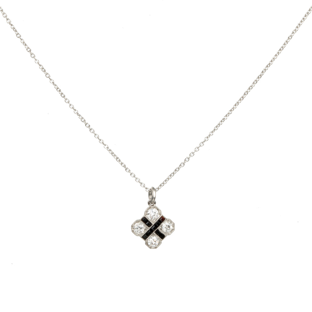 Art Deco Diamond and Onyx Necklace