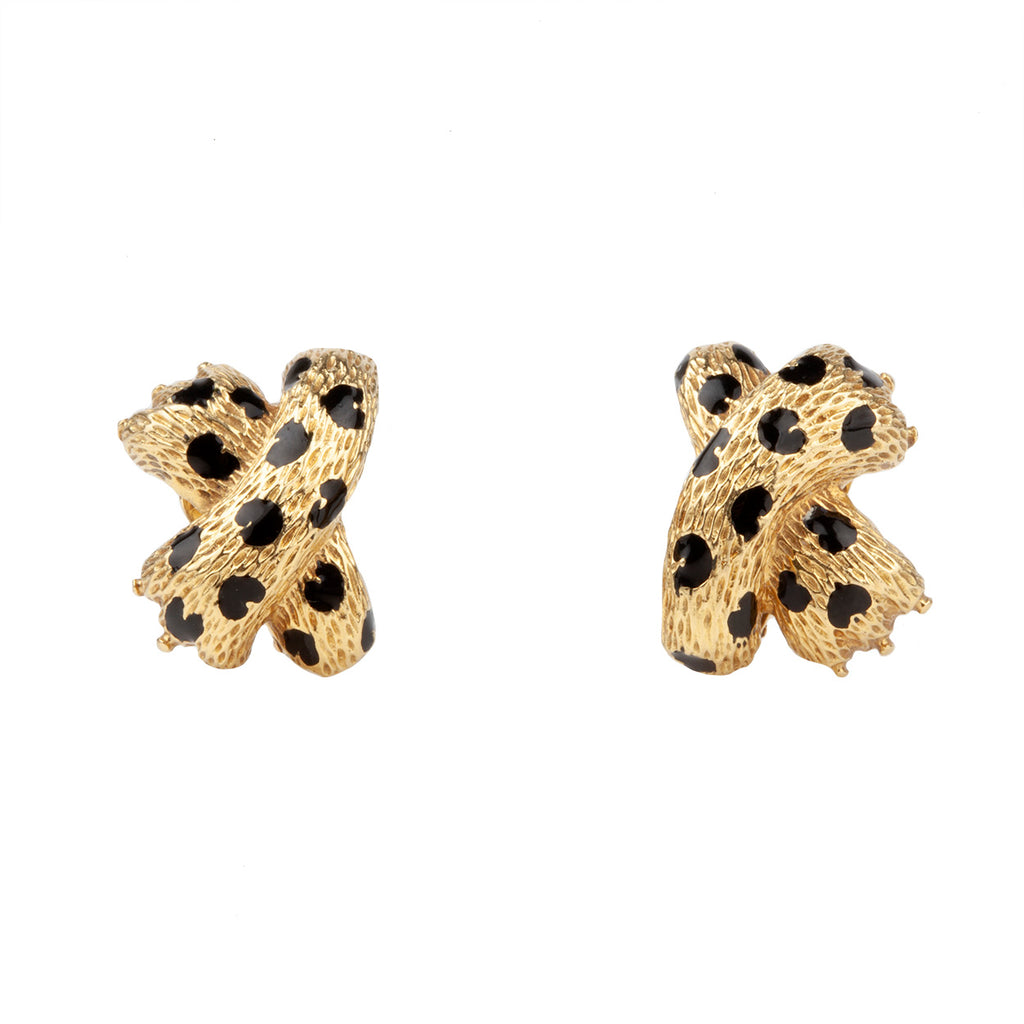 FRED of Paris  FÉLINE GOLD AND ENAMEL EARRINGS