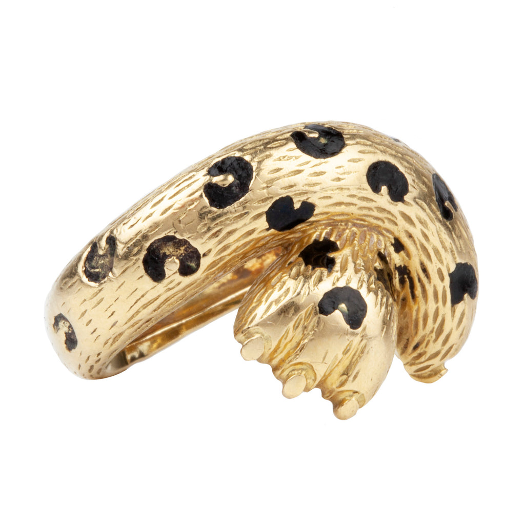 Retro Ombre Féline Gold and Enamel Ring