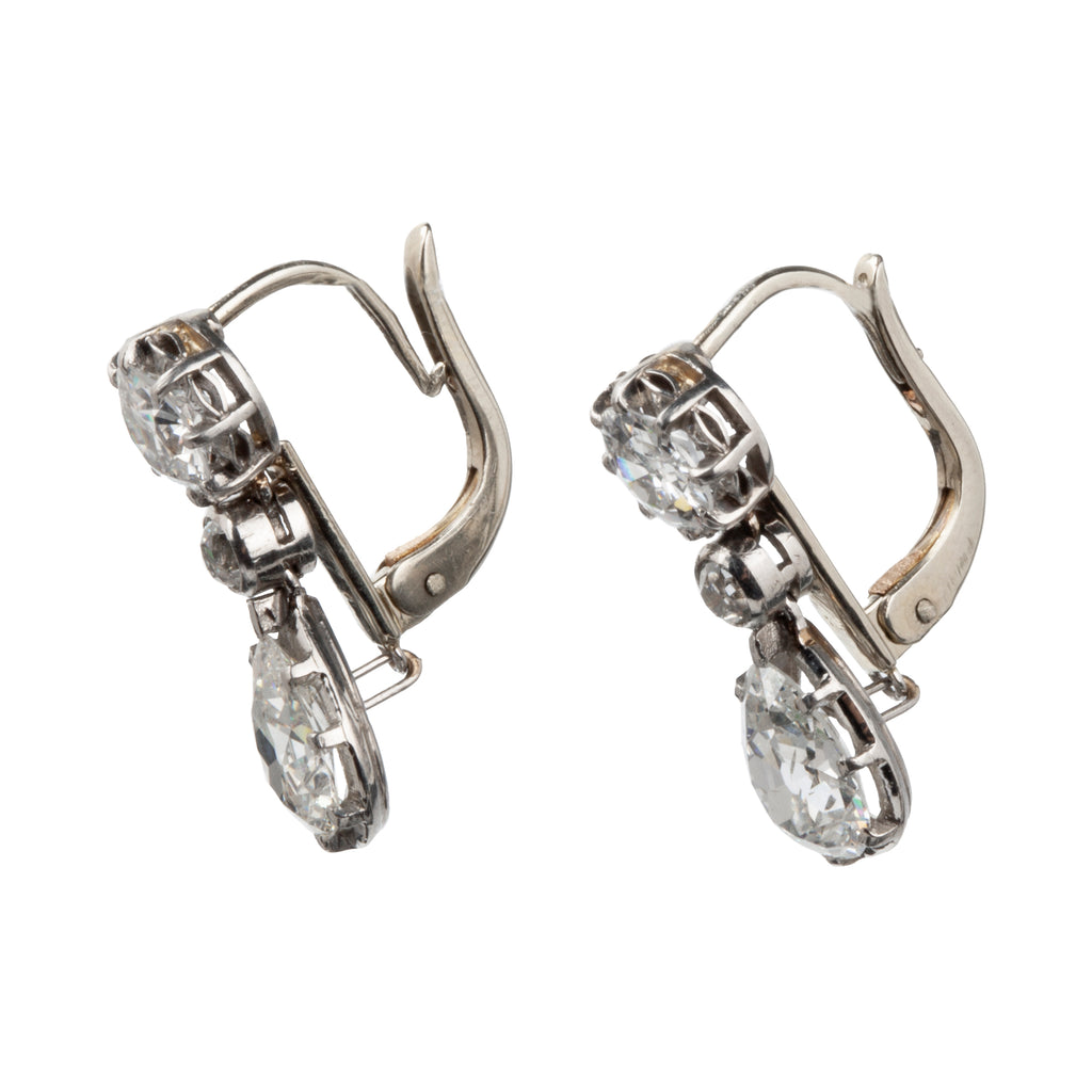 Antique Diamond and Platinum Earrings