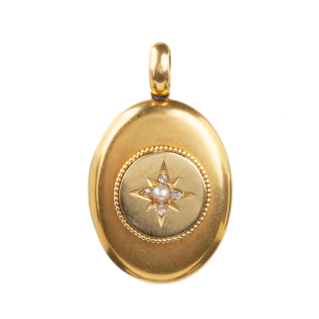Victorian era diamond and pearl star locket